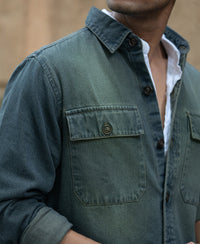 Tinted Blue Denim Overshirt 100% Cotton