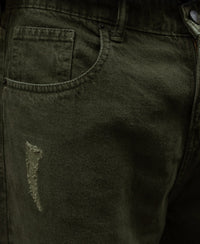 Olive Distress Baggy Jeans