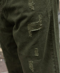 Olive Distress Baggy Jeans