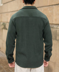 Dark Olive Knit Shirt With Pockets