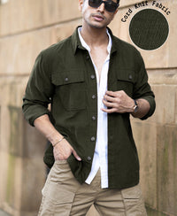 Olive Corduroy Shirt With Pockets 100% Cotton