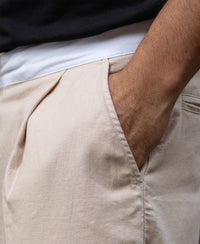 Beige Contrast Belt Linen Trouser