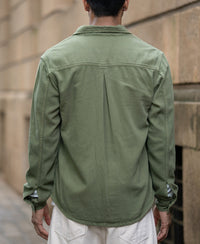 Green Textured Overshirt 100% Cotton