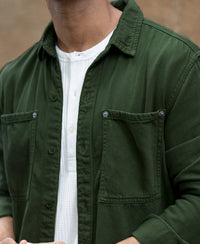 Pine Green Textured Overshirt 100% Cotton