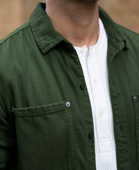 Pine Green Textured Overshirt 100% Cotton