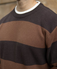 Brown Structured Stripe T-Shirt 100% Cotton