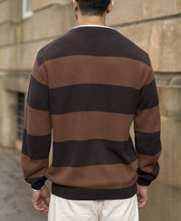 Brown Structured Stripe T-Shirt 100% Cotton