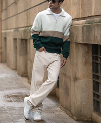 Multicolour Striped Zipper T-Shirt