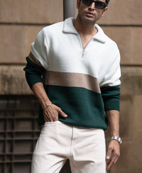 Multicolour Striped Zipper T-Shirt