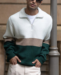 Multicolour Striped Zipper T-Shirt