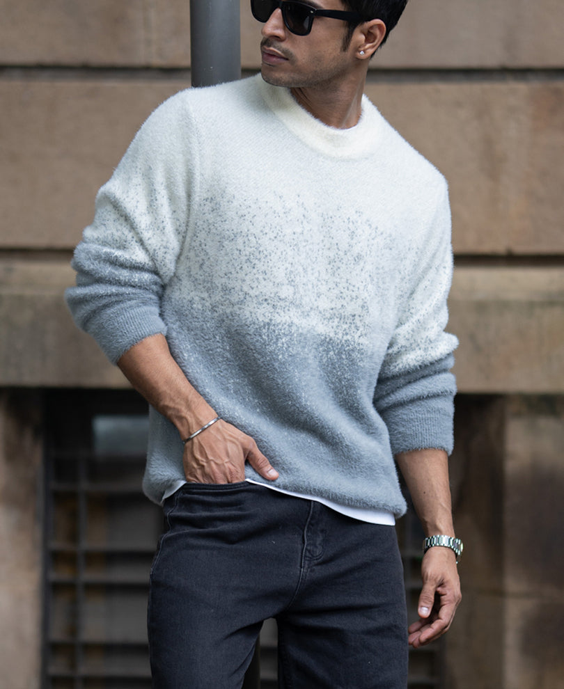 Grey Ombre Fuzzy T-Shirt