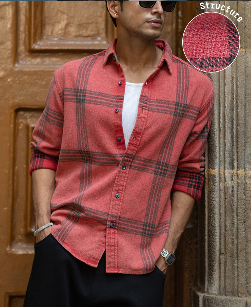 Red Washed Checks Shirt