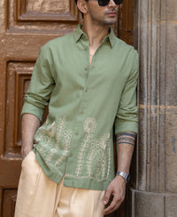 Green Embroidered Lightweight Shirt