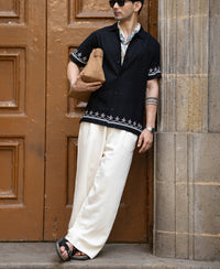 Black Embroidered Lightweight Shirt