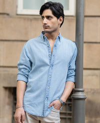 Light Blue Washed Button Down Shirt 100% Cotton