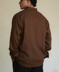 Brown Linen Blend Embroidery Shirt