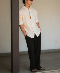 Off White Linen Blend Shirt