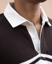 Coffee Brown Structured Stripe T-Shirt 100% Cotton