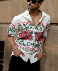 Washed Flower Print Shirt 100% Cotton
