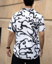 White Cuban Printed Flowy Shirt