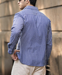 Dark Blue Lightweight Stripe Shirt 100% Cotton