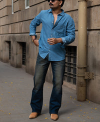 Dark Blue Tinted Bootcut Jeans
