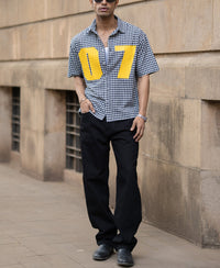 Navy Microchecks Print Shirt