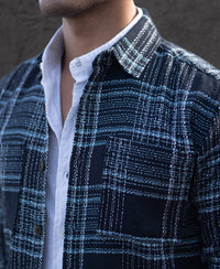 Dark Navy Structured Checks Shirt