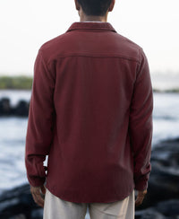 Wine Structured Knit Shirt With Pockets
