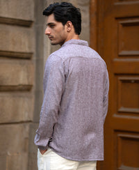 Brown Linen Blend Slub Shirt