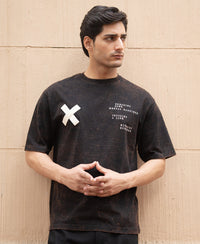 Dark Brown Washed Printed Oversized T-Shirt 100% Cotton