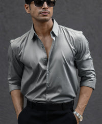 Grey Melange Stretch Shirt