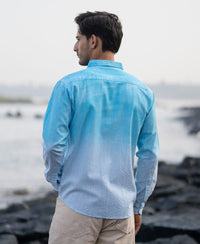 Blue Sprayed Stripe Shirt 100% Cotton