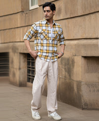 Yellow Checks Double Pocket Shirt
