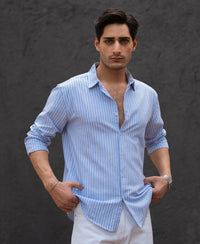 Light Blue Oxford Stripe Shirt 100% Cotton
