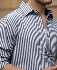 Dark Blue Lightweight Striped Shirt