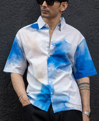 Blue Tie Dye Print shirt 100% Cotton