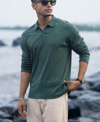 Green Regular Fit Full Sleeves T-Shirt 100% Cotton