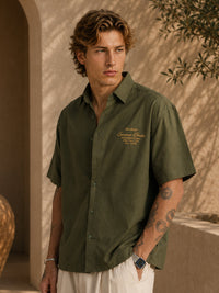 Olive Embroidered Oxford Shirt