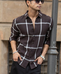 Brown Structure Checks Shirt