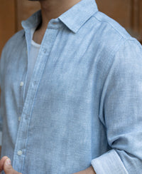 Light Blue Slub Shirt 100% Cotton