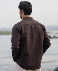 Brown Seer Sucker Stripe Shirt 100% Cotton