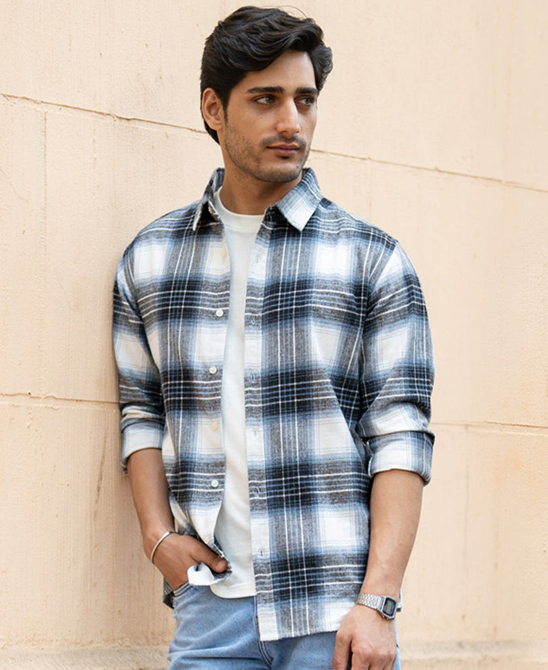 Black Lighweight Checks Shirt