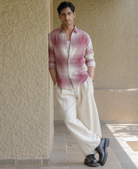 Mauve Cotton Checks Shirt