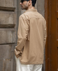 Beige Linen Blend Embroidery Shirt