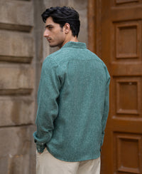 Teal Structured Linen Blend Shirt