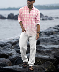 Pink Light Weight Ombre Checks Shirt 100% Cotton