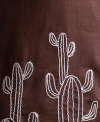Brown Linen Blend Embroidery Shirt