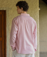 Pink Linen Blend Strucutured Shirt
