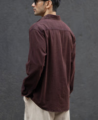 Dark Brown Washed Structure Shirt 100% Cotton